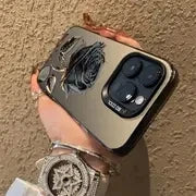 Black Gold Rose Phone Cases for iPhone 16 15 Pro Max Cases For iPhone 16E 11 12 13 14 Pro X XS XR 7 8 Plus SE2 Silver IMD Covers