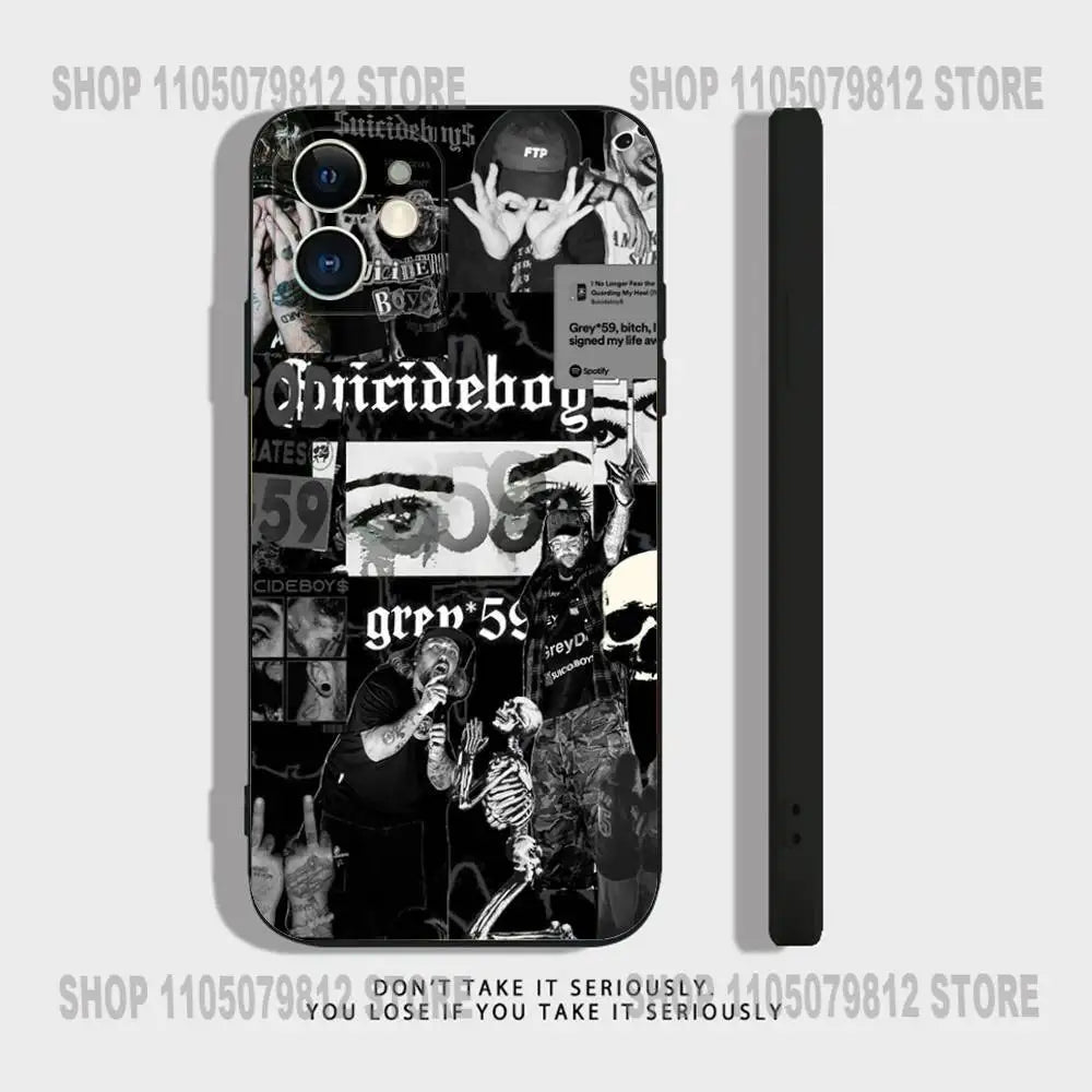 Rap Group S-Suicideboys-S G59 Phone Case For iPhone 17,16,15,14,13,12,11,XR,Pro,XS,Max,XR,Plus,Mini Silicone Black Shockproof