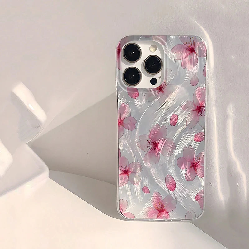 Floral Pattern Phone Case For iPhone 16 Cases iPhone 16e 15 14 13 12 11 Pro Max XS X XR 7 8 Plus SE 2022 Shockproof Bumper Cover