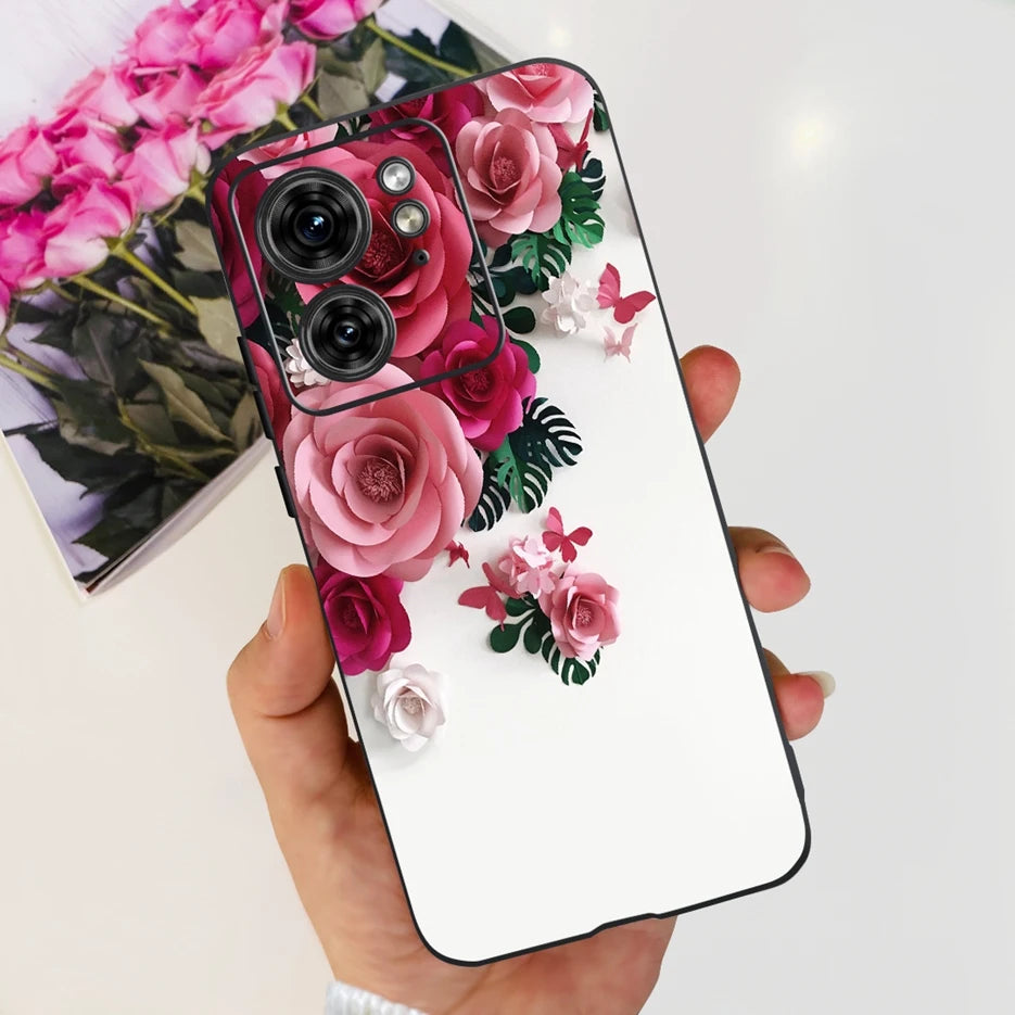 For Motorola Edge 40 Case XT2303-2 Colorful Flower Painted Back Cover 6.55'' Soft Fundas For Motorola Edge 40 Edge40 Phone Cases