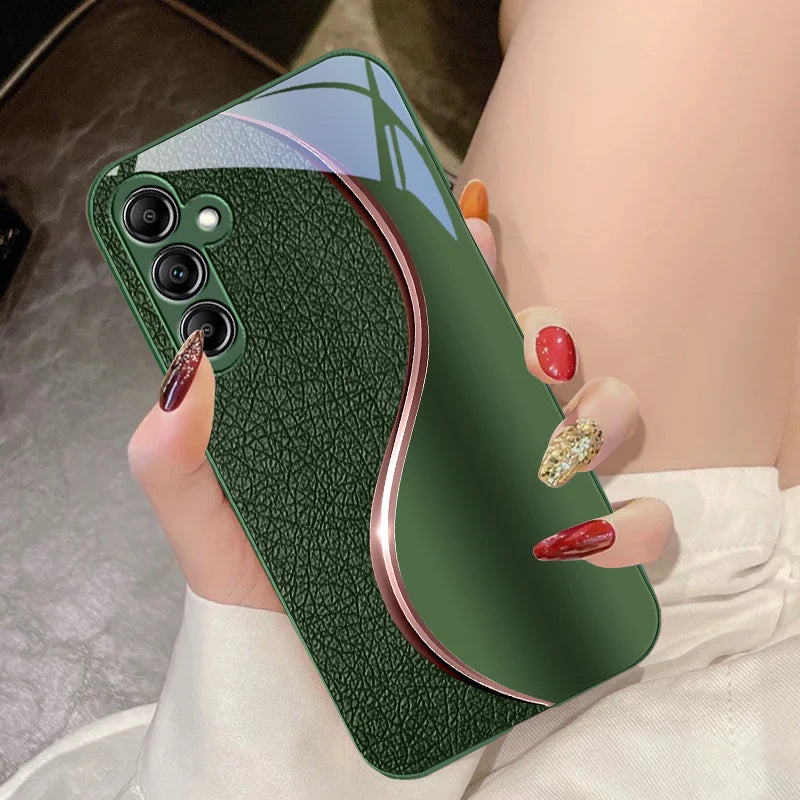 Tempered Glass Phone Case for Samsung Galaxy A14 4G 20 30 52 20S 21S 22 A25 32 33 34 42 50 51 53 54 70 71 5G Dermatoglyph