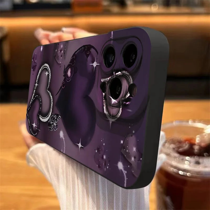 Purple Heart-Shaped Design TPU Phone Case For iPhone 17 16 Pro Cases iPhone 16E 11 12 13 14 15 Pro Max XS X XR 7 8 16 Plus Cover