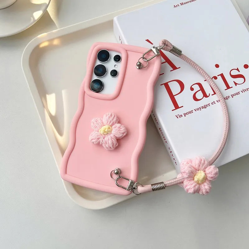 Furry Flower Rope Candy Wave Phone Case For Motorola Moto G100 Pro G86 G56 G85 G75 G55 G45 G35 G15 G10 Power G71S G05 Soft Cover