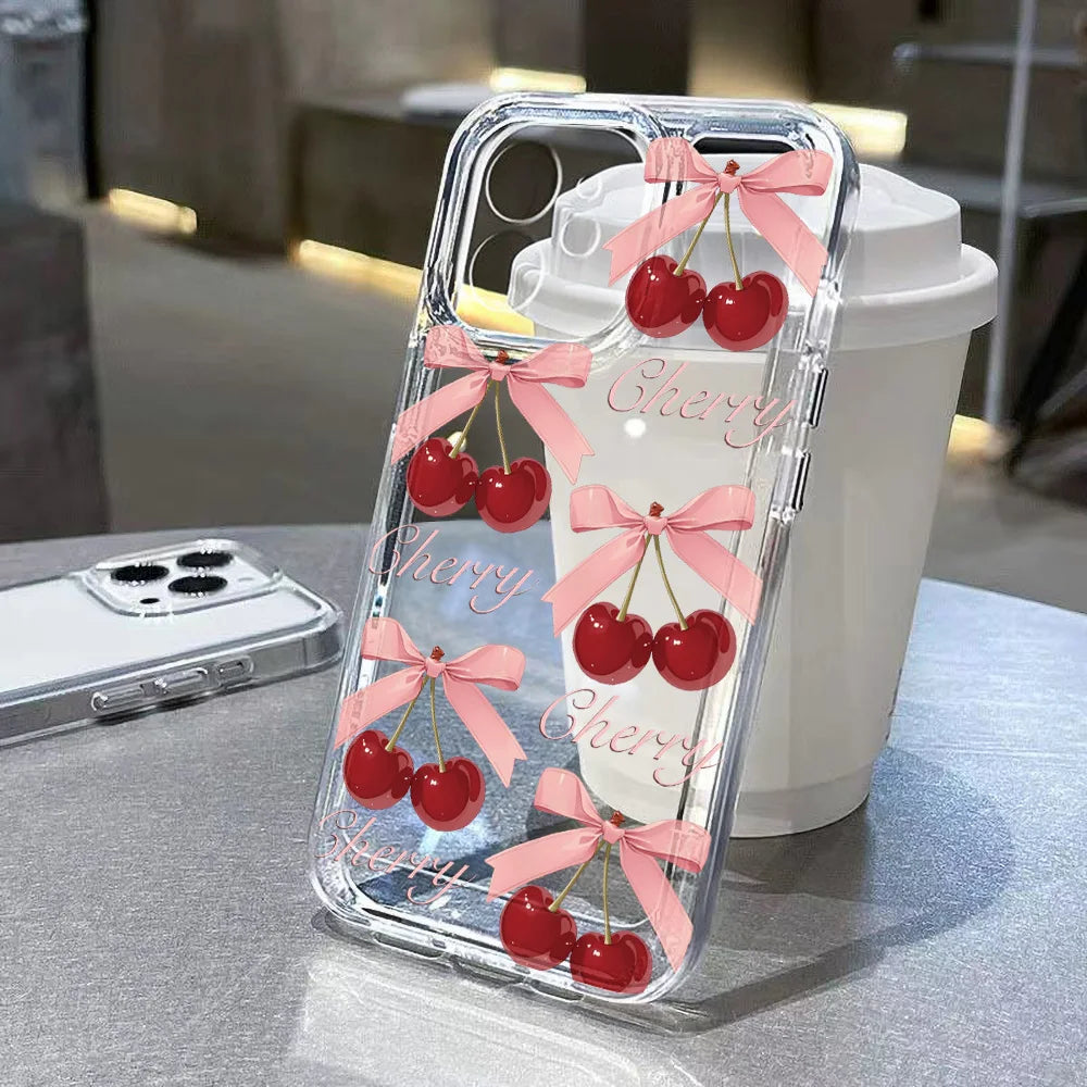 Cute Cherry Phone Case For iPhone 17 Pro Max Case iPhone 11 14 Plus 15 16 Pro Max 12 13 16e XR X XS Max 17 Air Clear Cases Cover