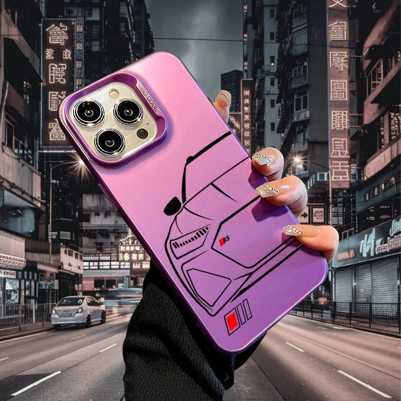 Sport Car Phone Case for iPhone 17 AIR 16 15 14 13 Pro 12 11 Pro Xs X XR Max Laser Hard PC+TPU Cases Back Cover-S663P1