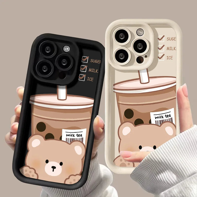 Cartoon Cute Bear Phone Cases For iPhone 11 Cases iPhone 14 16 15 Pro Max 12 13 Pro XS XR X 7 8 Plus SE 2022 SE2020 Back Cover