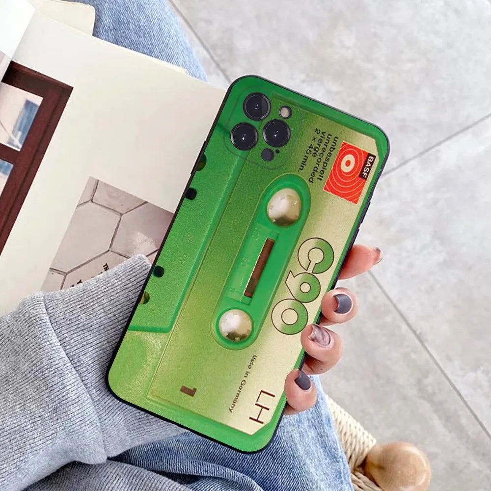 Magnetic Radio tape Cassette Phone Case for iPhone 15 8 7 6 6S Plus X SE 2020 XR XS 14 11 12 13 Mini Pro Max Mobile Case
