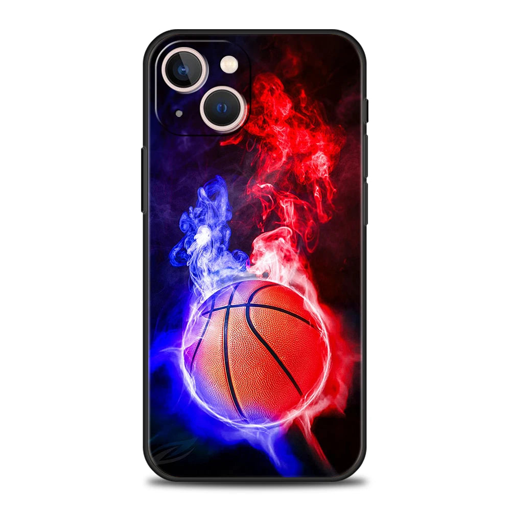 Basketball Basket Sports Phone Case Cover for iPhone 16 15 14 13 12 Pro Max XR XS 11 7 8 Plus Shockproof Silicone Soft Shell Bag