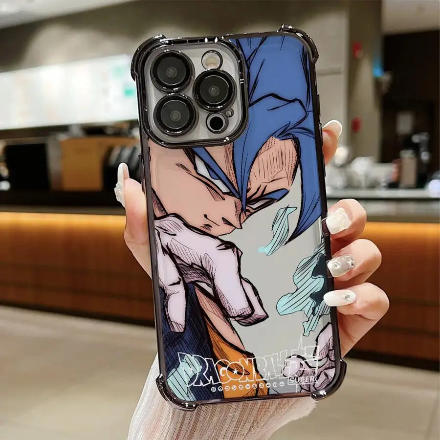 Anime Goku Luxury Phone Case for iPhone 16 Pro 15 Pro Max 14 13 12 11 XS 14 Pro Max 16 Plus 14Pro XR 12Pro Soft Shell