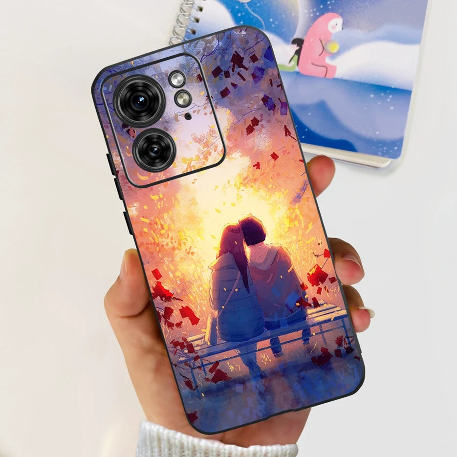 For Motorola Edge 40 Case XT2303-2 Colorful Flower Painted Back Cover 6.55'' Soft Fundas For Motorola Edge 40 Edge40 Phone Cases