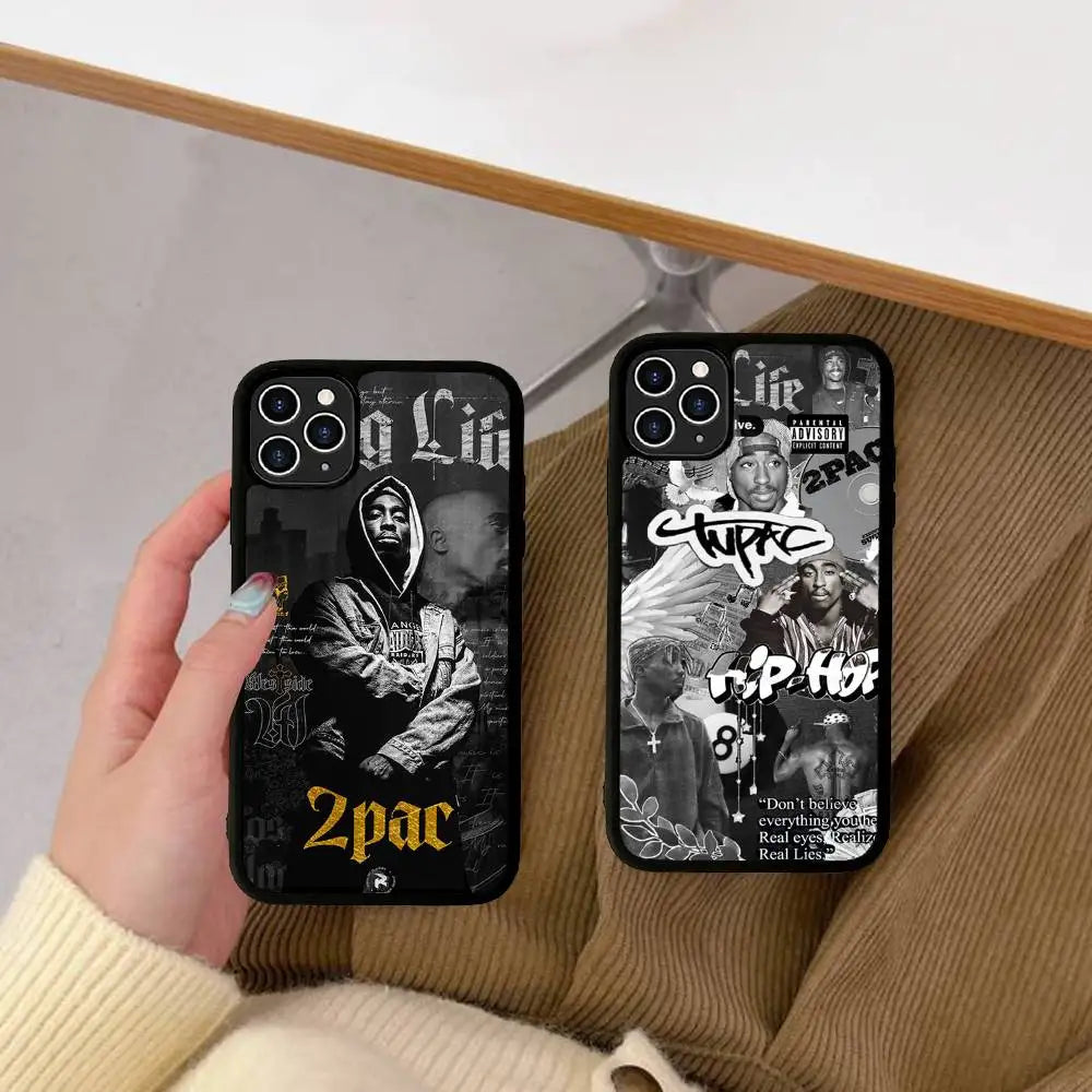 Rapper 2pac Singer Tupac 2 Phone Case For iPhone 17 16 Pro Max 17 Air 16E 13 12 Mini 14 15 Plus 11 PC+TPU Cover