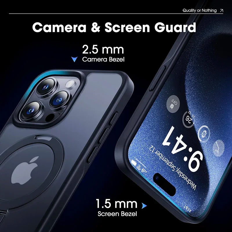 Magnetic Phone Case with Ring Stand for iPhone 17 16 15 Pro Max Case 14 Plus 13 12 11 Mobile Cases Matte Slim Back Cover