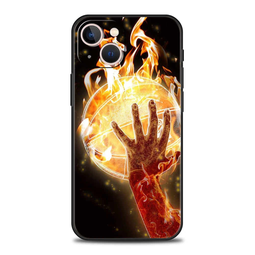 Basketball Basket Sports Phone Case Cover for iPhone 16 15 14 13 12 Pro Max XR XS 11 7 8 Plus Shockproof Silicone Soft Shell Bag