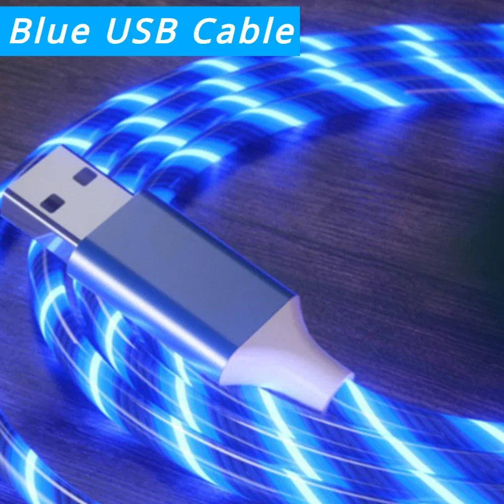 Glowing LED Cable 3A Fast Charging Cable Type C USB Type C High Speed Data Transfer Cable Flowing Streamer Light LED USB C Cord