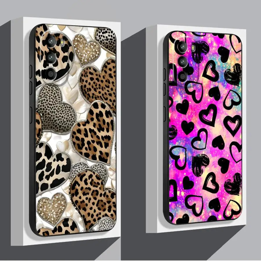 Exquisite Love Art Black Soft Phone Cover Case for Motorola Mot G71 G22 Edge40 Edge 20 Pro 30 Lite G52 G53 G30 G60 G60s G50 G32