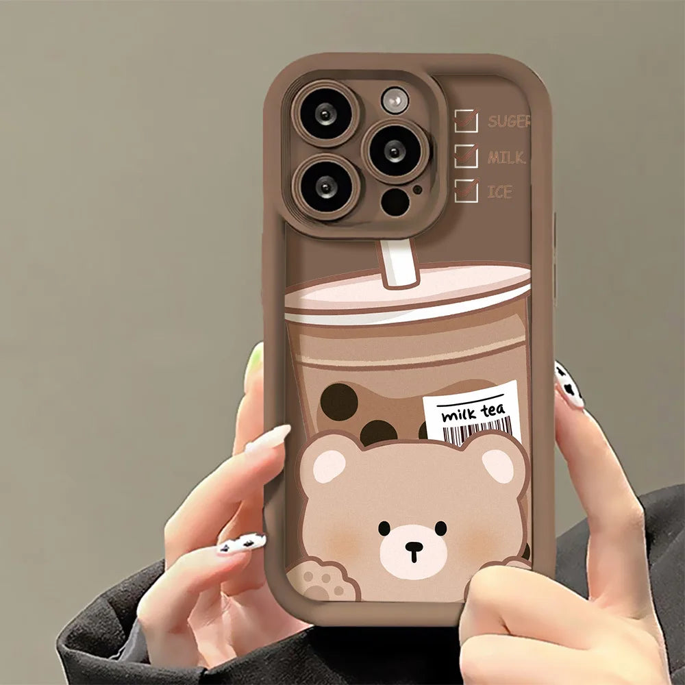 Cartoon Cute Bear Phone Cases For iPhone 11 Cases iPhone 14 16 15 Pro Max 12 13 Pro XS XR X 7 8 Plus SE 2022 SE2020 Back Cover