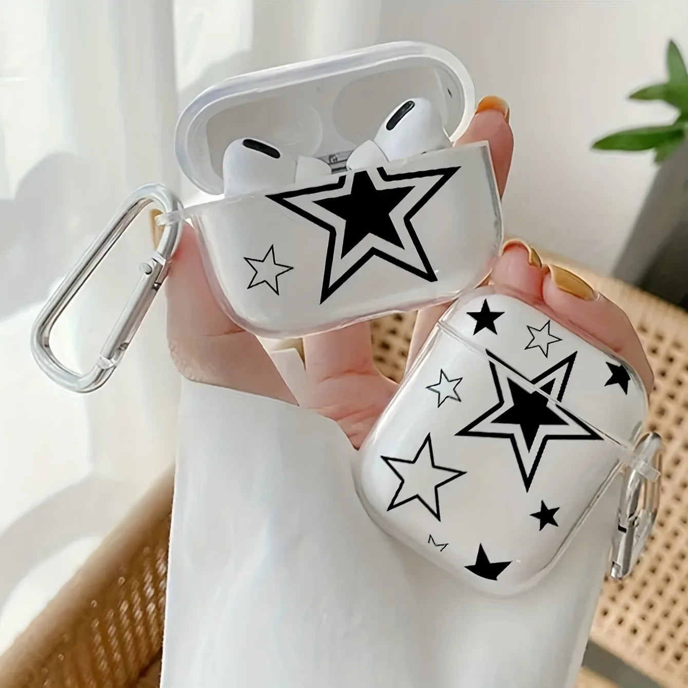 Music Player Cute Star Heart Pattern Protective Case for AirPods 2/3/4 Earphone Cases for AirPods Pro3/Pro2/Pro Headphone Cover