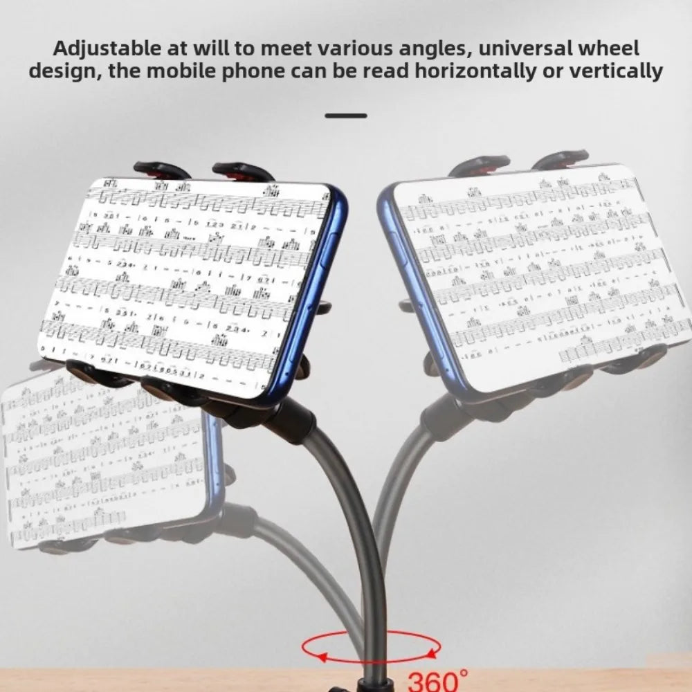 Guitar Phone Holder, Phone Holder for Guitar Gooseneck Mount, Removable Suction Cup Phone Holder for Acoustic Electric Guitar