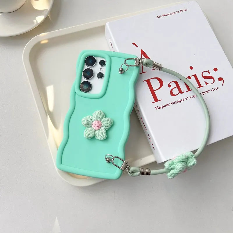 Furry Flower Rope Candy Wave Phone Case For Motorola Moto G100 Pro G86 G56 G85 G75 G55 G45 G35 G15 G10 Power G71S G05 Soft Cover