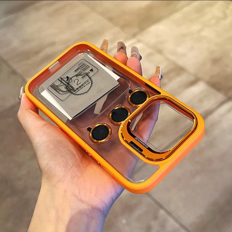 Camera Metal Lens Ring Protection Phone Cases For iPhone 17 16 15 12 13 14 Pro Max 11 Lens Holder transparent Shockproof Cover