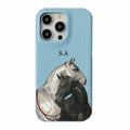 Customized Name leather phone case for iphone 16 15 14 plus 13 12 11 pro max 16e cover Luxury funda black white horse cases