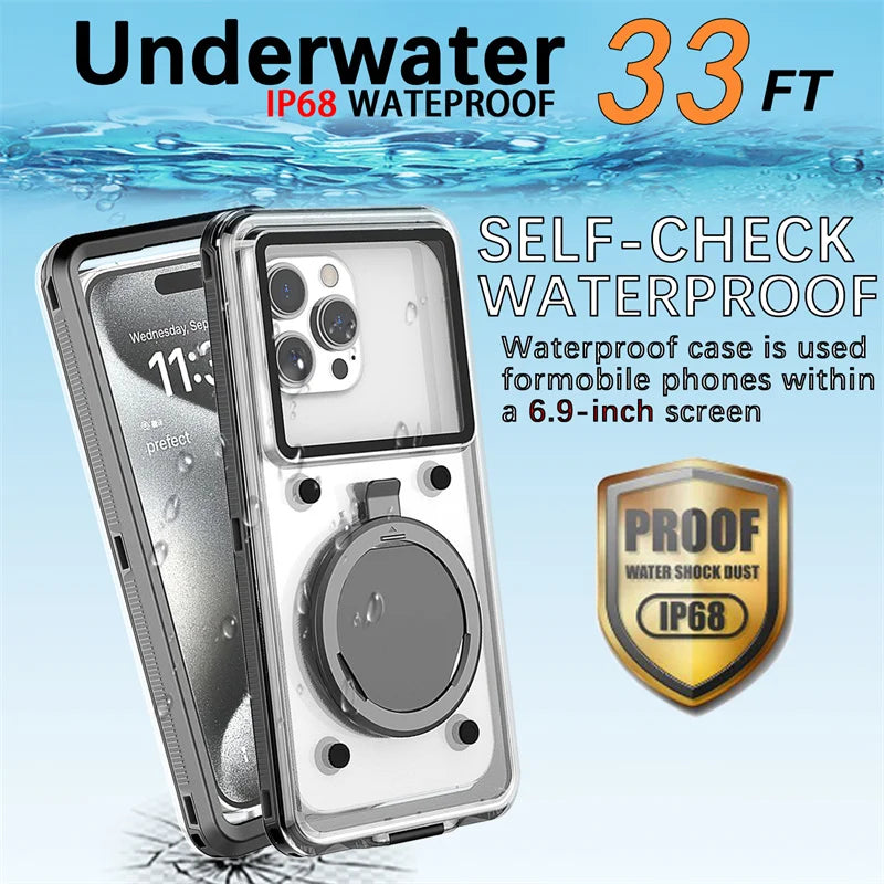 Diving Waterproof Phone Case Within 6.9 Inches Universal For iPhone Samsung Huawei Xiaomi Google Waterproof Protective Case