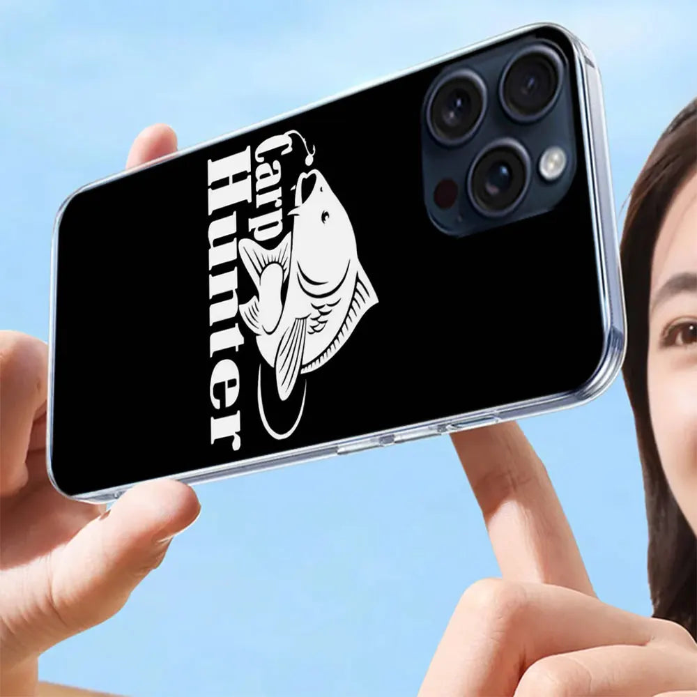 Carp Fishing Capa Phone Case For Iphone 17 Air 16 Pro Max 15 12 Pro 14 Plus 17E 16E 11 13 Mini Cover Cases Fundas Cell Clear TPU