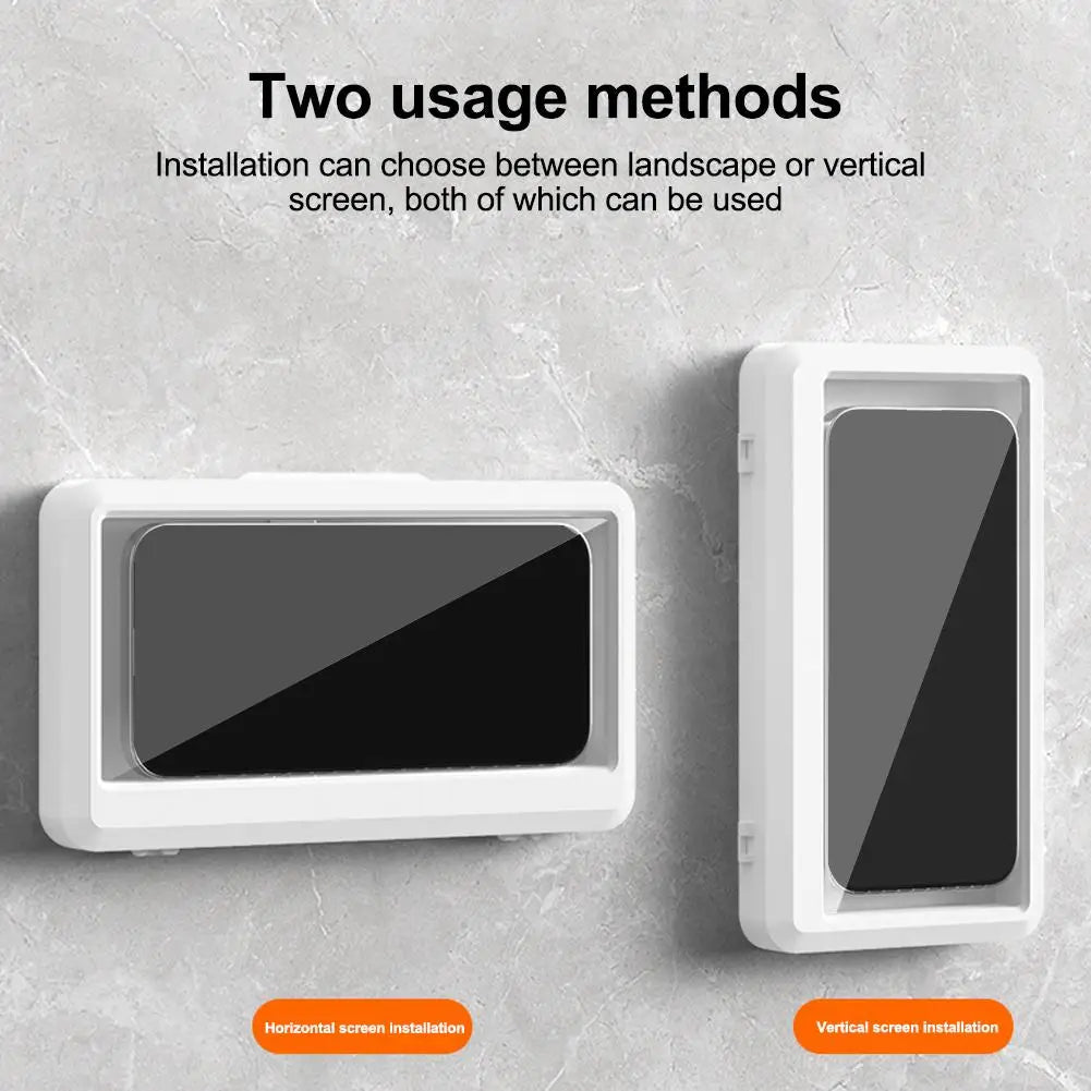 Bathroom Waterproof Phone Case Home Wall Phone Case Stand Box Self-adhesive Touch Screen Phone Cover Shower Sealing Storage