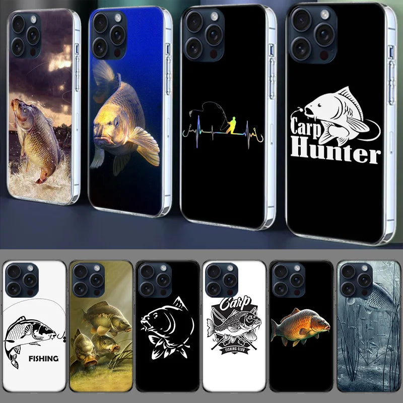 Carp Fishing Capa Phone Case For Iphone 17 Air 16 Pro Max 15 12 Pro 14 Plus 17E 16E 11 13 Mini Cover Cases Fundas Cell Clear TPU