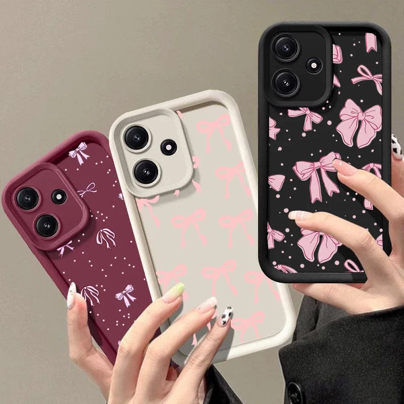 3D Pink Bowknot Phone Case For Motorola Moto G24 G54 G05 G04 G34 G75 G14 G15 E13 E40 E14 E22 E32 G9 G Play 2025 Cover Soft Cases