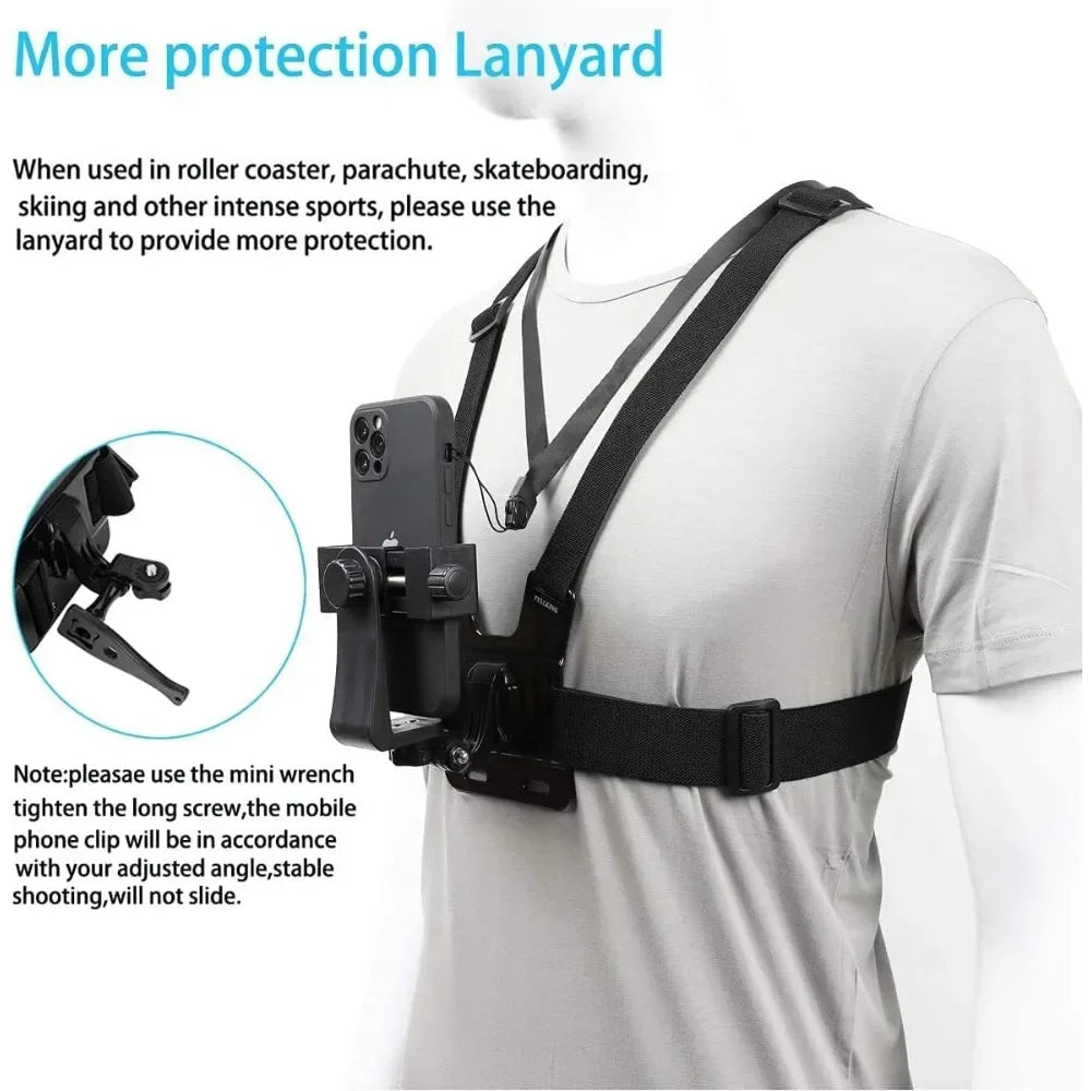 Smartphone Chest Mount Universal Holder Compatible with iPhone and Samsung Phone Mount for Filming or Photos