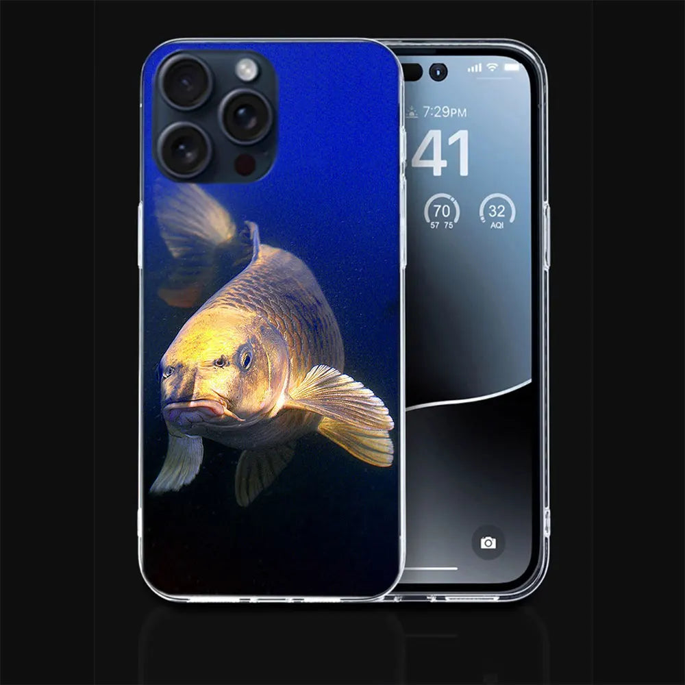 Carp Fishing Capa Phone Case For Iphone 17 Air 16 Pro Max 15 12 Pro 14 Plus 17E 16E 11 13 Mini Cover Cases Fundas Cell Clear TPU