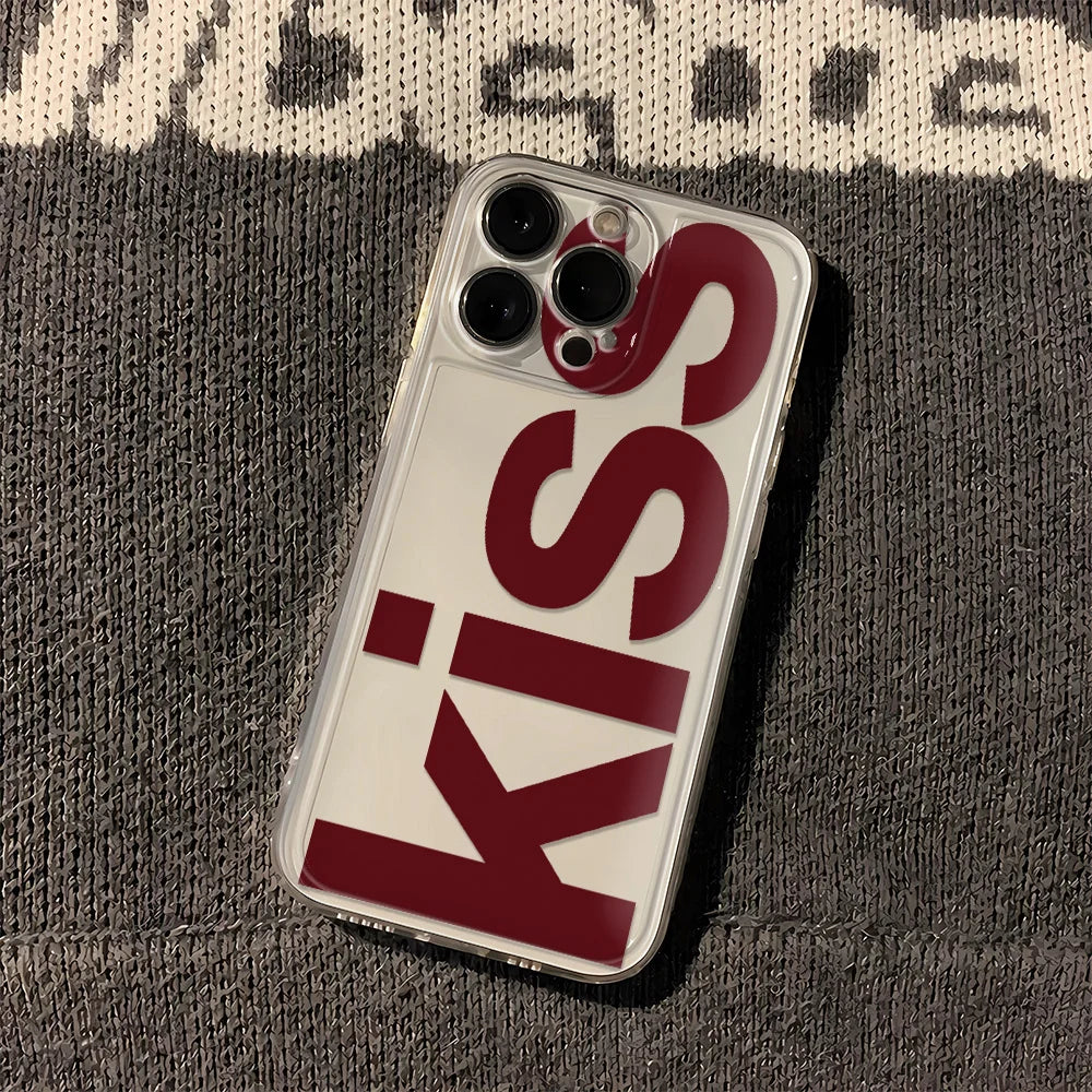 Kiss English Phone Cases For iPhone 17 16 15 14 Plus 13 12 11 Pro Max Plus 17 Air Transparent Silicone Cover Coque