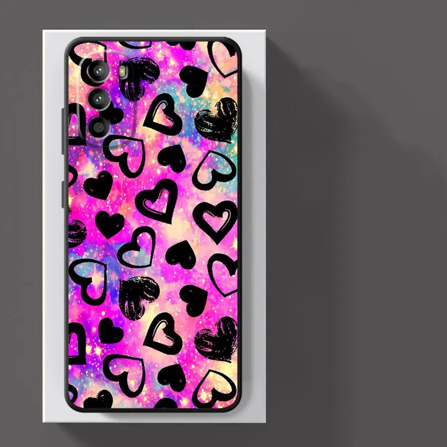 Exquisite Love Art Black Soft Phone Cover Case for Motorola Mot G71 G22 Edge40 Edge 20 Pro 30 Lite G52 G53 G30 G60 G60s G50 G32
