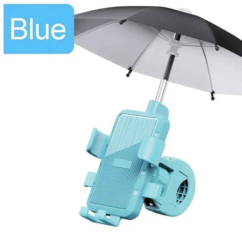 Motorcycle Mobile Phone Holder Stand & Umbrella Rainproof Sunshade Bicycle Outdoor Scooter Phone Clip Handlebar Mount For iPhone