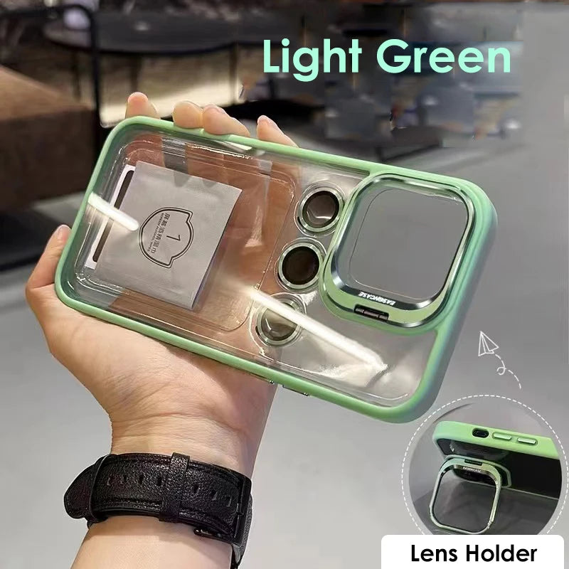 Camera Metal Lens Ring Protection Phone Cases For iPhone 17 16 15 12 13 14 Pro Max 11 Lens Holder transparent Shockproof Cover