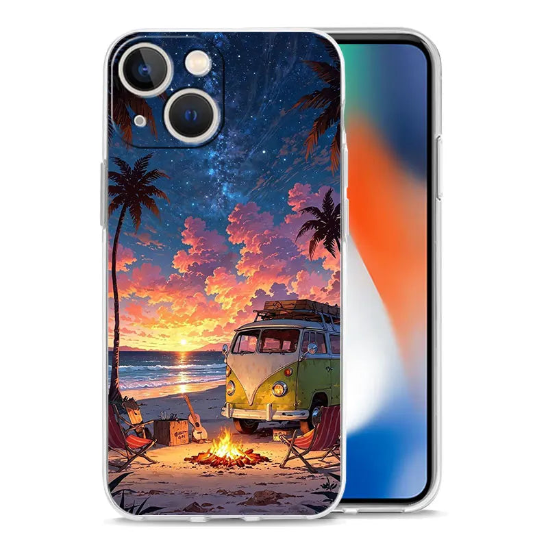 Phone Case For iPhone 17 Cases iPhone Air 16 15 12 13 14 Pro Max 15 Plus 16Pro iPhone11 Cover Combi Van Car Outdoor Camping