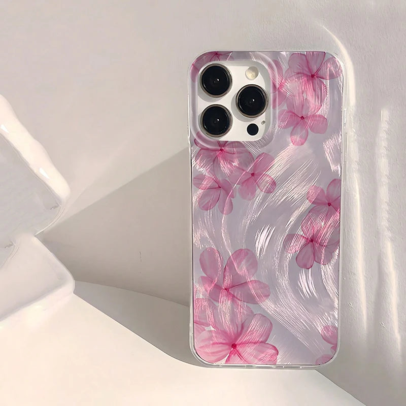 Floral Pattern Phone Case For iPhone 16 Cases iPhone 16e 15 14 13 12 11 Pro Max XS X XR 7 8 Plus SE 2022 Shockproof Bumper Cover