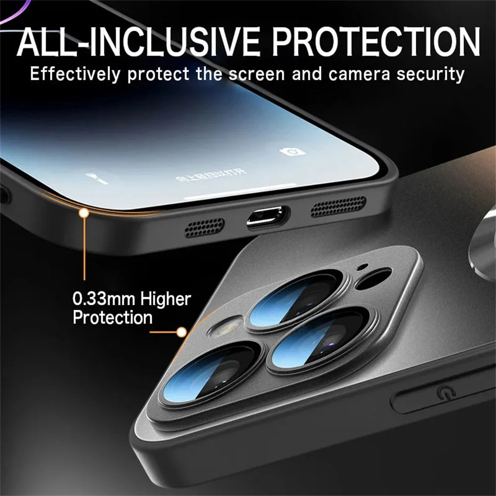 Original AG Frosted Glass Magnetic Phone Case For iPhone 16 15 Pro Max 14 13 12 11 For Magsafe Wireless Charging Plain Cover
