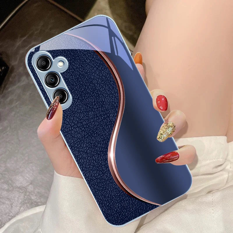 Tempered Glass Phone Case for Samsung Galaxy A14 4G 20 30 52 20S 21S 22 A25 32 33 34 42 50 51 53 54 70 71 5G Dermatoglyph