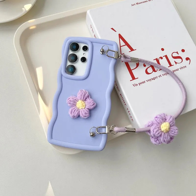 Furry Flower Rope Candy Wave Phone Case For Motorola Moto G100 Pro G86 G56 G85 G75 G55 G45 G35 G15 G10 Power G71S G05 Soft Cover