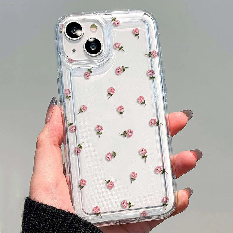 Case For iPhone 16 Cases iPhone 14 15 Pro Max Case Rose Flower Phone Case For iPhone 13 12 11 XS XR X 7 8 Plus Clear Cover