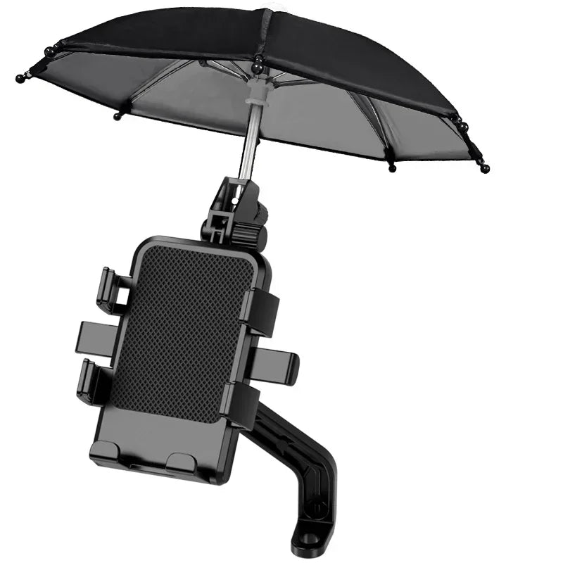 Motorcycle Mobile Phone Holder Stand & Umbrella Rainproof Sunshade Bicycle Outdoor Scooter Phone Clip Handlebar Mount For iPhone