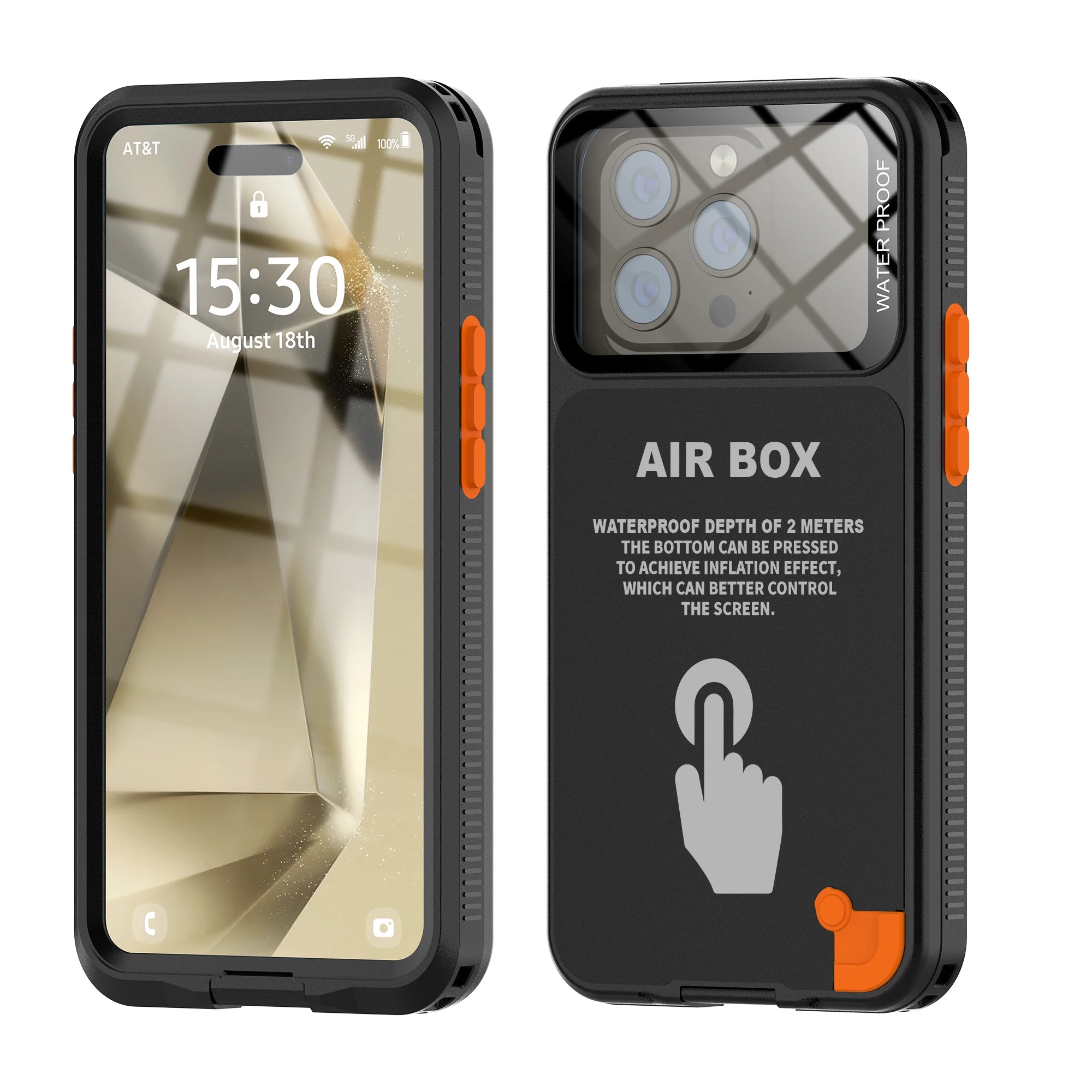 360 Waterproof Air Box Phone Case For iPhone 16 Pro Max 15 14 13 Underwater Taking Dustproof Swimming Professional Diving Cases