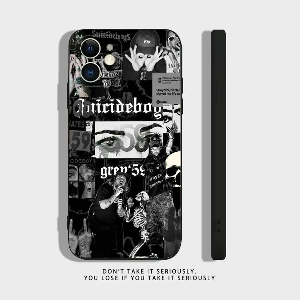 Rap Group S-Suicideboys-S G59 Phone Case For iPhone 17,16,15,14,13,12,11,XR,Pro,XS,Max,XR,Plus,Mini Silicone Black Shockproof