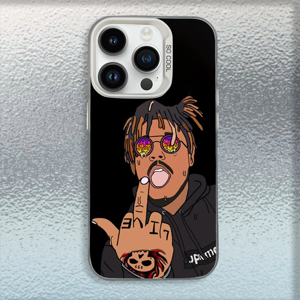 Rapper 999 J-Juice W-WRLD Phone Case For iPhone 16,15,14,13,12,11,Mini,Pro,MAX White Matte Shockproof Cover