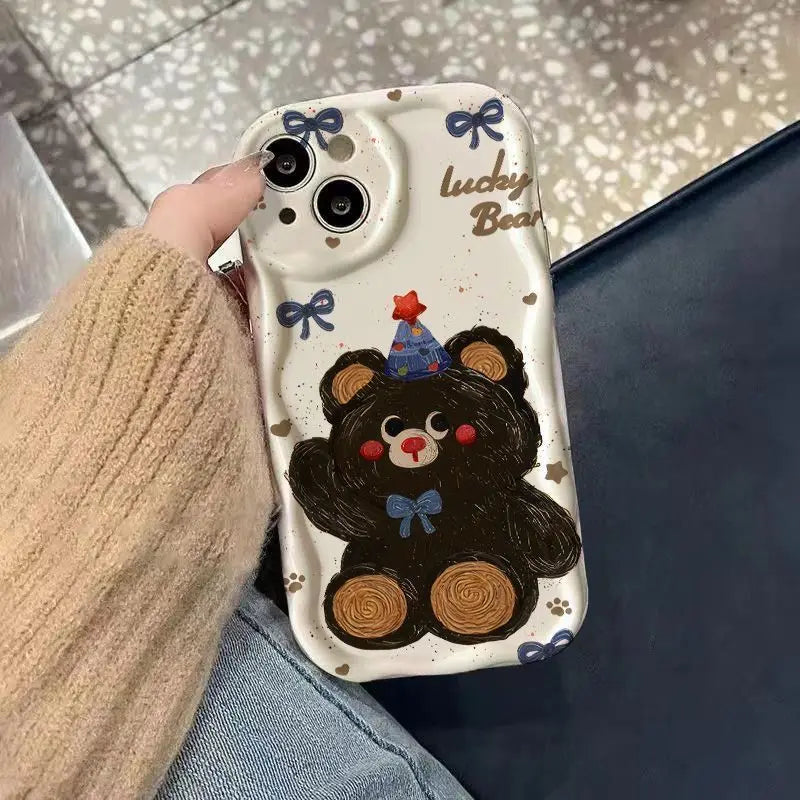 Cute Bears Phone Case For IPhone 16 15 14 13 12 11 Pro Max X XR XS 7 8 Plus Mini SE 2020 2022 Mobile Case