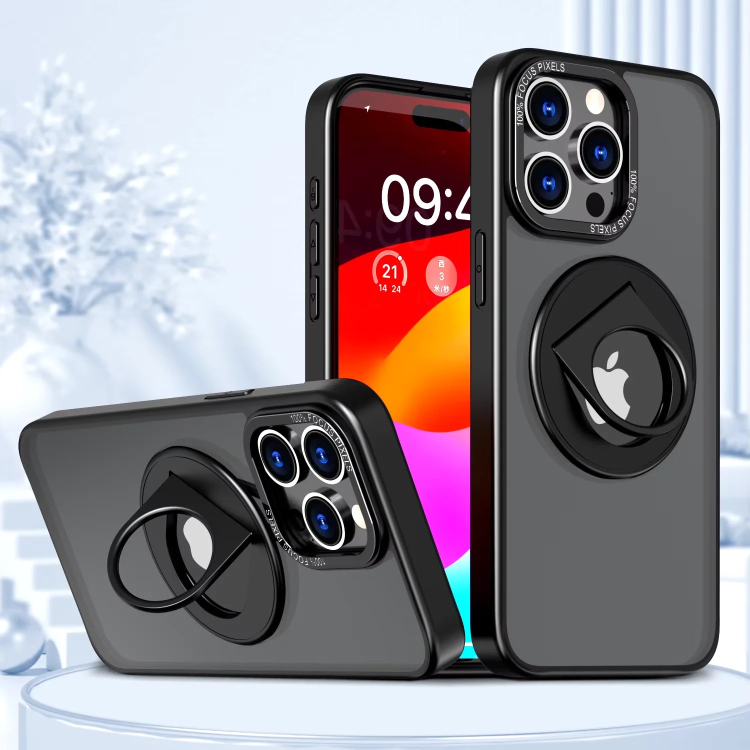 Magnetic Mobile Phone Case with Ring Kickstand for iPhone 15 14 Pro Max Case 13 12 11 Plus Matte Cases Shockproof Stand Cover