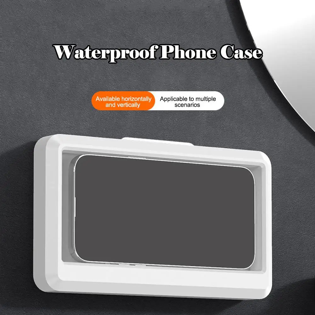 Bathroom Waterproof Phone Case Home Wall Phone Case Stand Box Self-adhesive Touch Screen Phone Cover Shower Sealing Storage