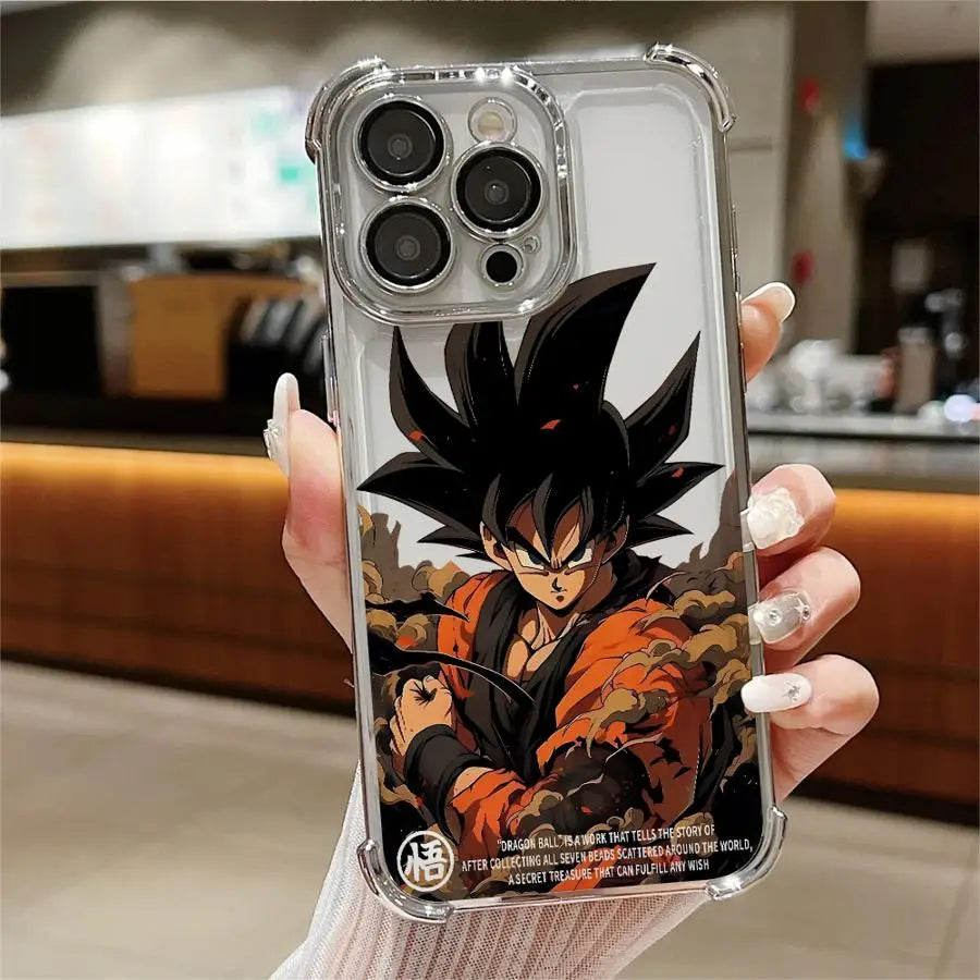 Anime Goku Luxury Phone Case for iPhone 16 Pro 15 Pro Max 14 13 12 11 XS 14 Pro Max 16 Plus 14Pro XR 12Pro Soft Shell